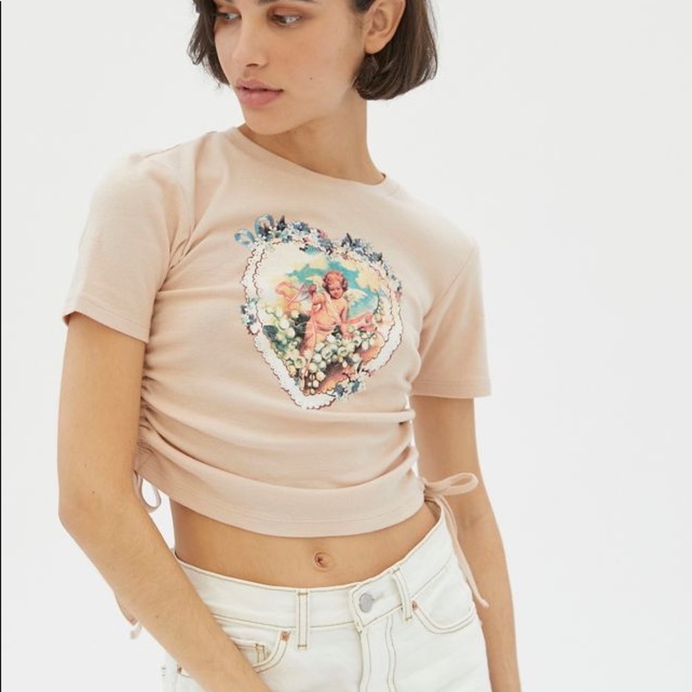 UO Cherub Heart Ruched Tee